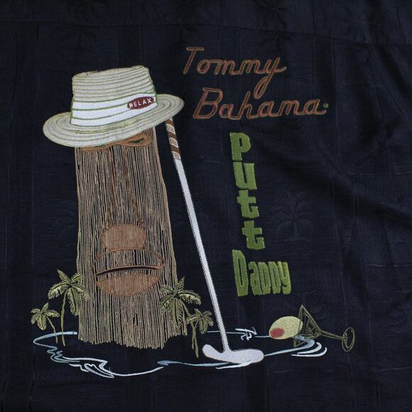 Tommy Bahama Shirt Mens XL Silk Camp Hawaiian Putt Daddy Golf Embroidered - Picture 3 of 10